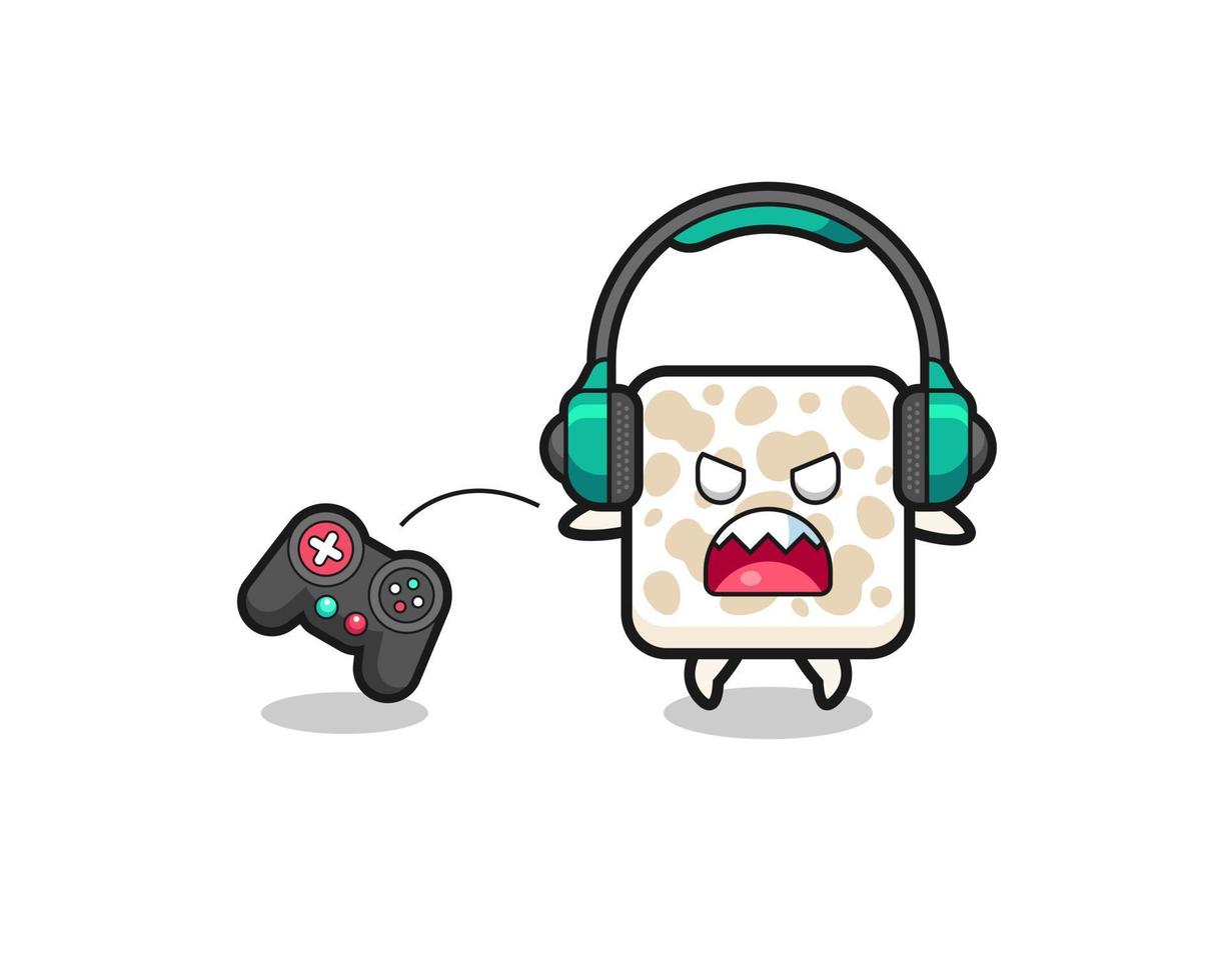 tempeh gamer mascot is angry vector