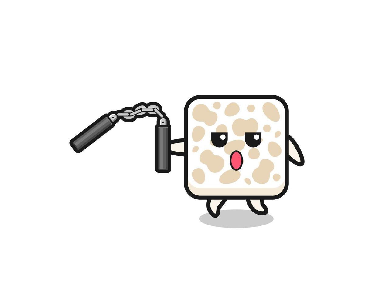 cartoon of tempeh using nunchaku vector