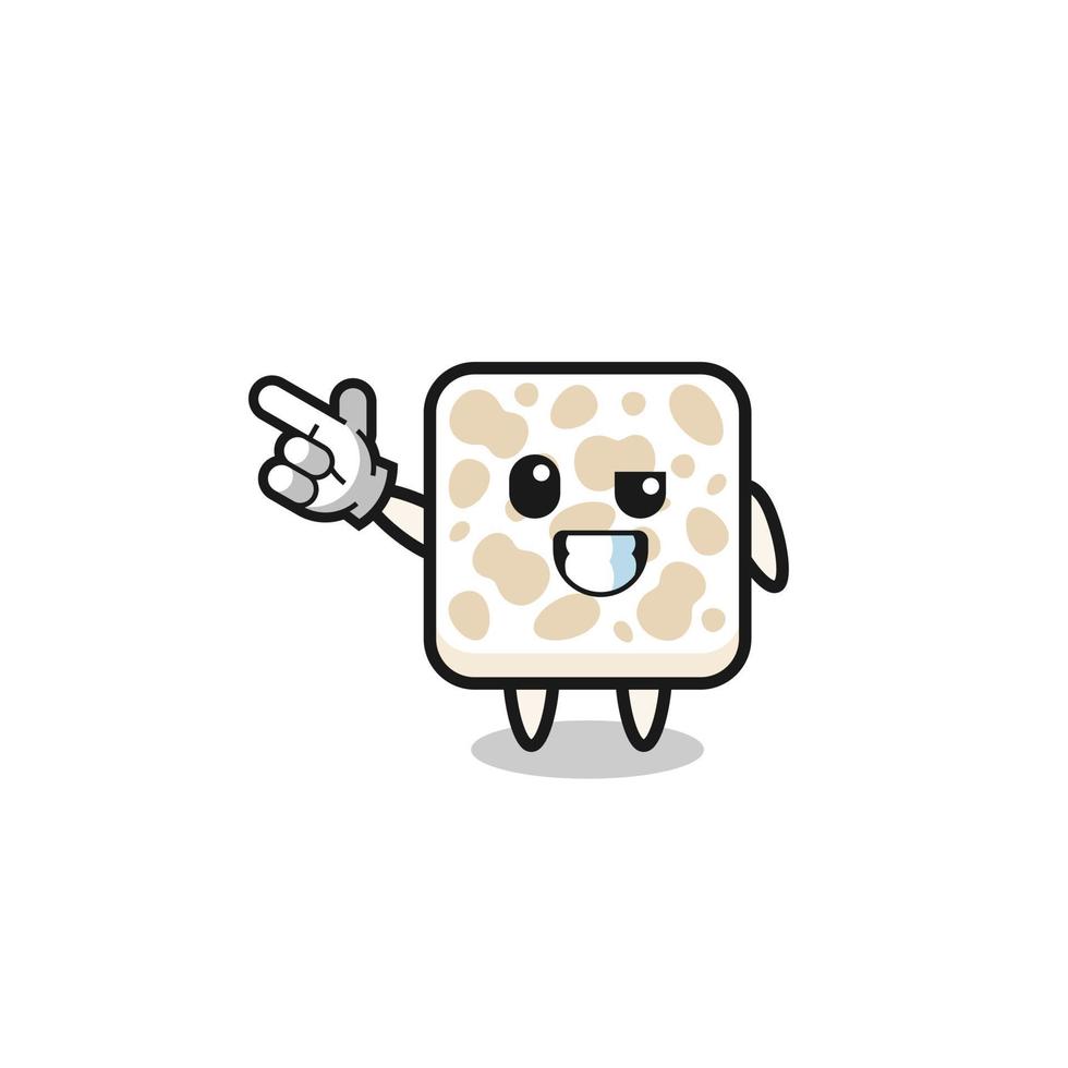 tempeh mascot pointing top left vector