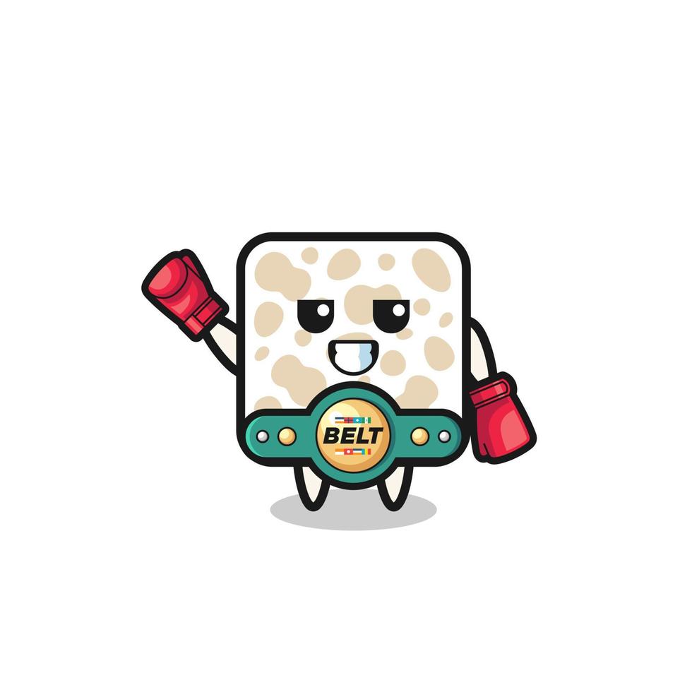 personaje de la mascota del boxeador tempeh vector
