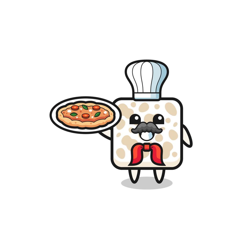 personaje tempeh como mascota del chef italiano vector