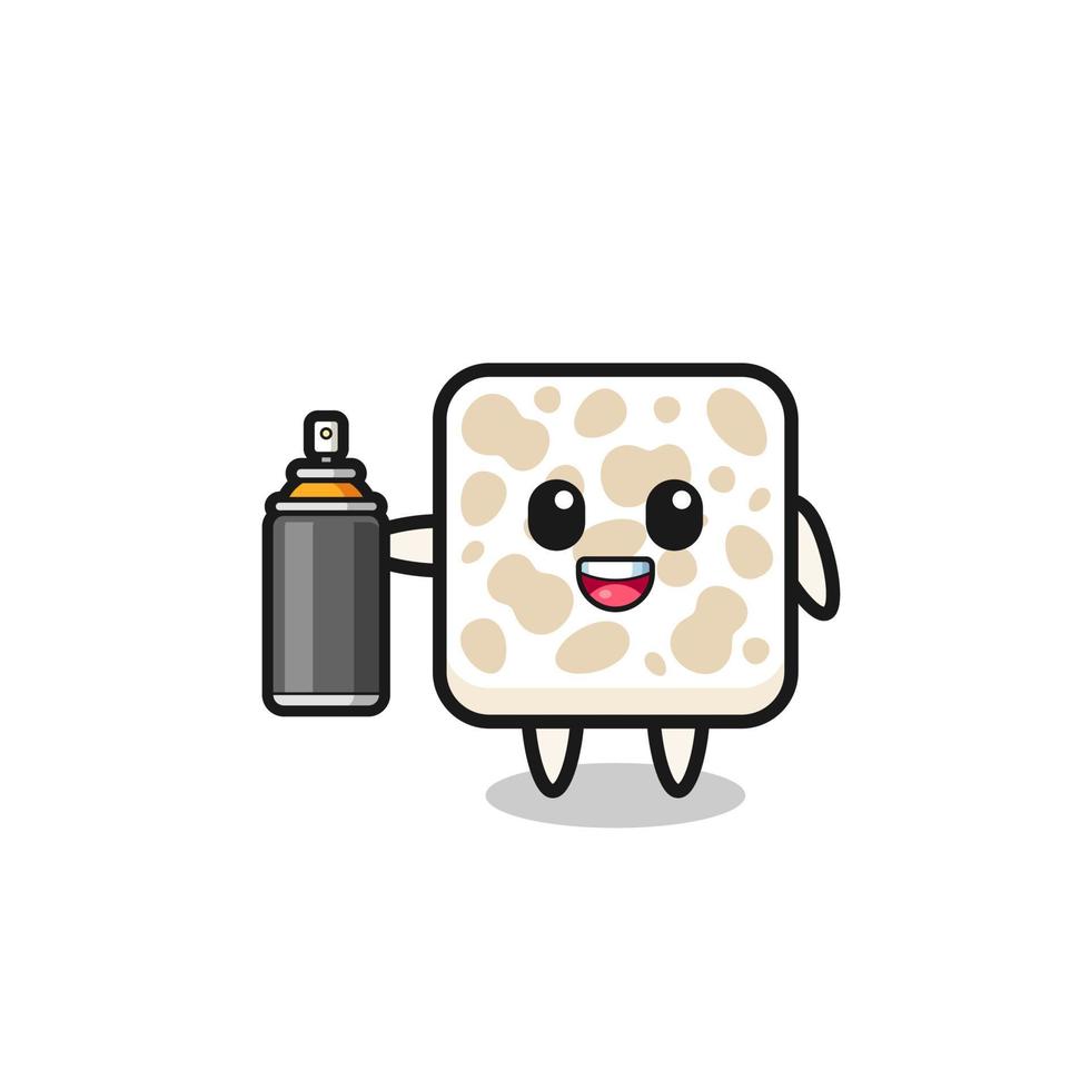 the cute tempeh as a graffiti bomber vector