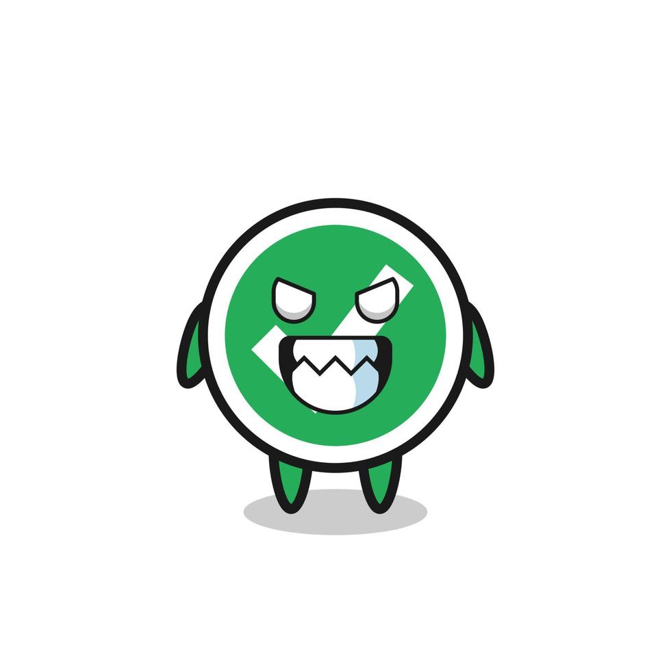 evil expression of the check mark cute mascot character vector