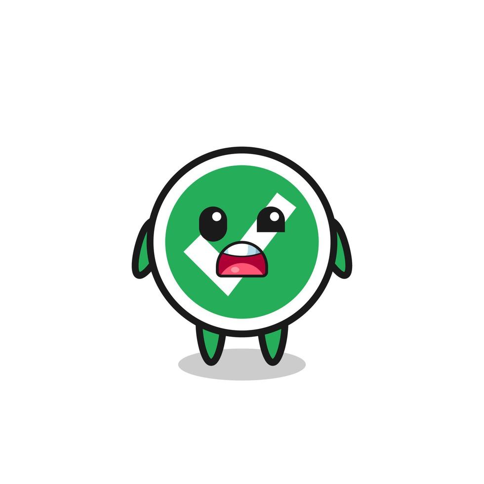 the shocked face of the cute check mark mascot vector