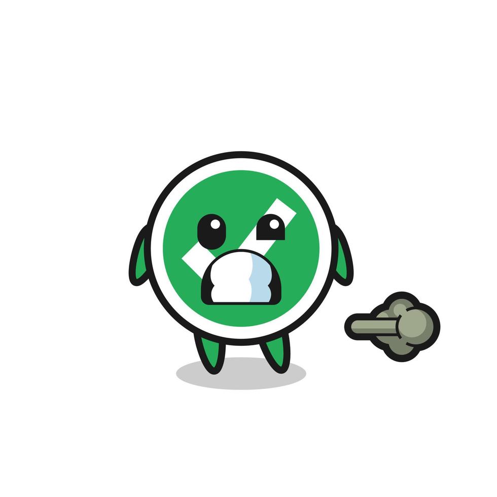 the illustration of the check mark cartoon doing fart vector