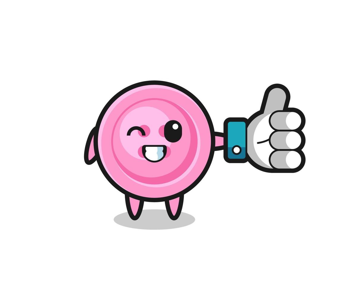 cute clothing button with social media thumbs up symbol vector