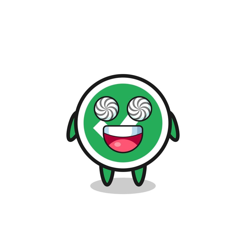 cute check mark character with hypnotized eyes vector