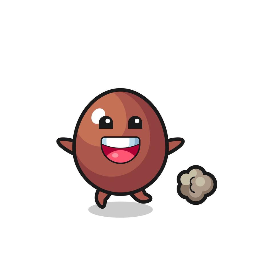 the happy chocolate egg cartoon with running pose vector