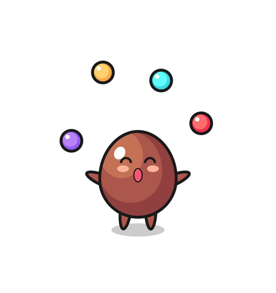 the chocolate egg circus cartoon juggling a ball vector