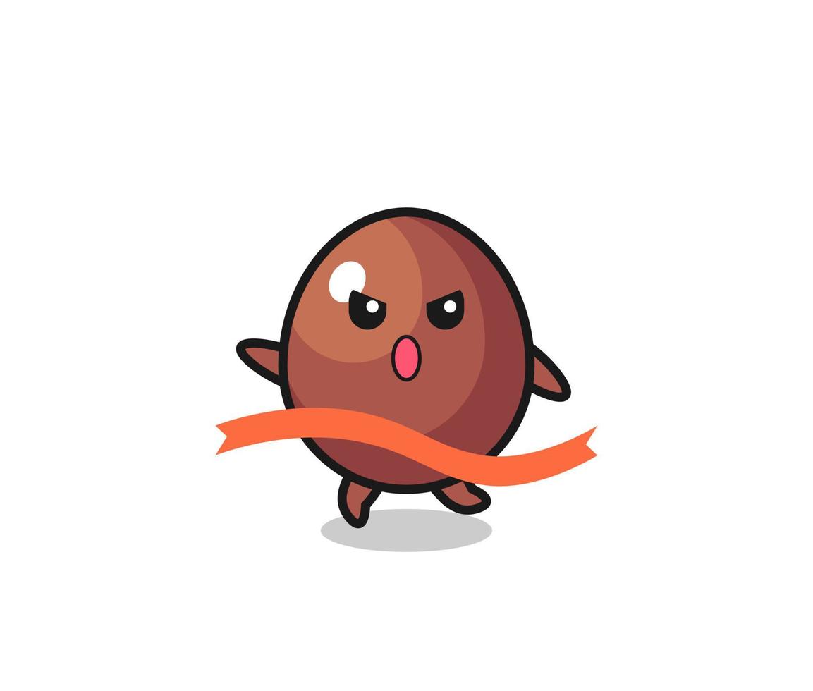 cute chocolate egg illustration is reaching the finish vector