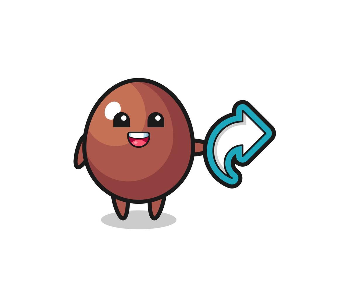 cute chocolate egg hold social media share symbol vector