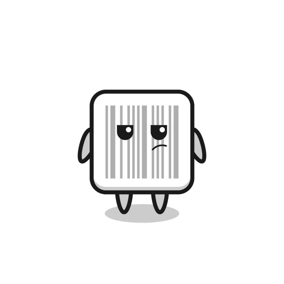 cute barcode character with suspicious expression vector
