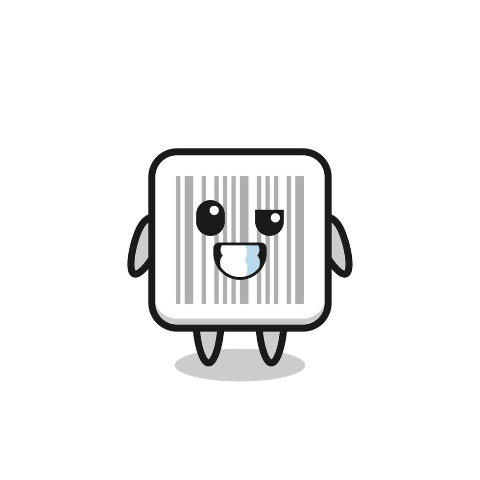 linda mascota de código de barras con una cara optimista vector