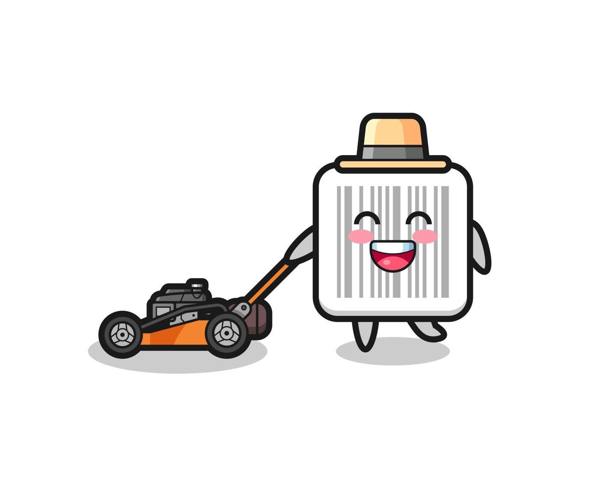 illustration of the barcode character using lawn mower vector