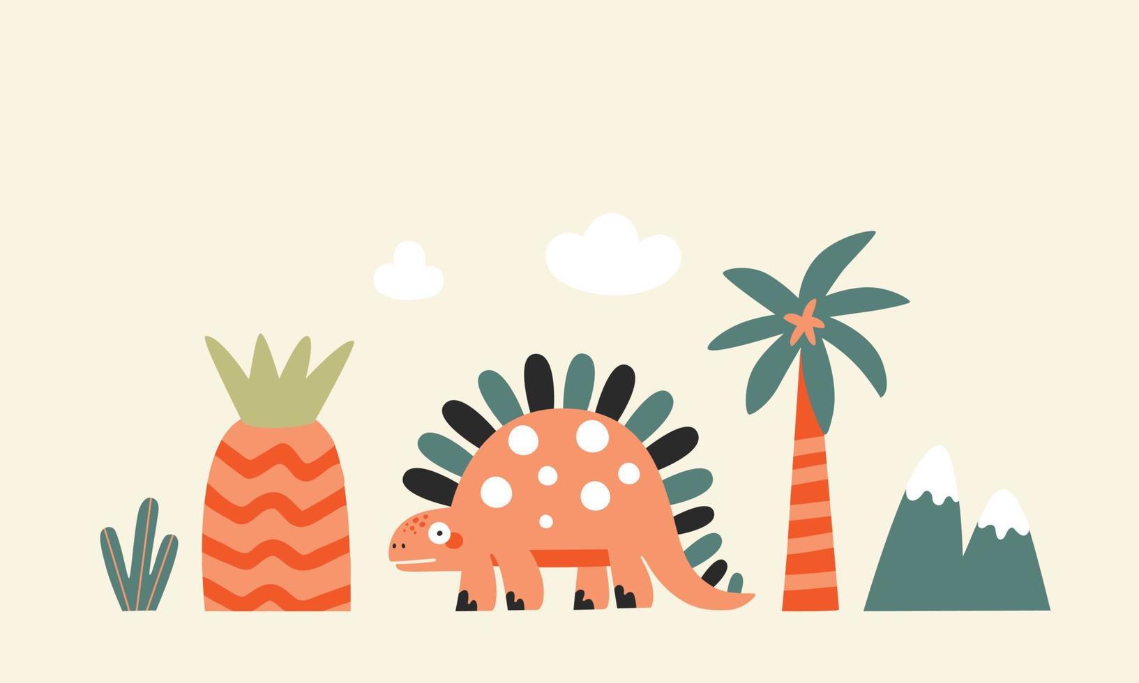 Childish illustrations of animals and plants in a cartoon style. vector