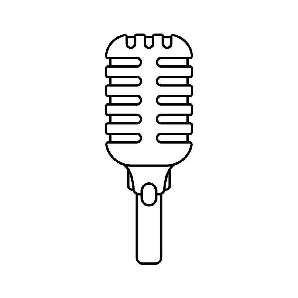 Retro Microphone Outline Icon Illustration on Isolated White Background Suitable for Speech, Audio, Sing Icon vector