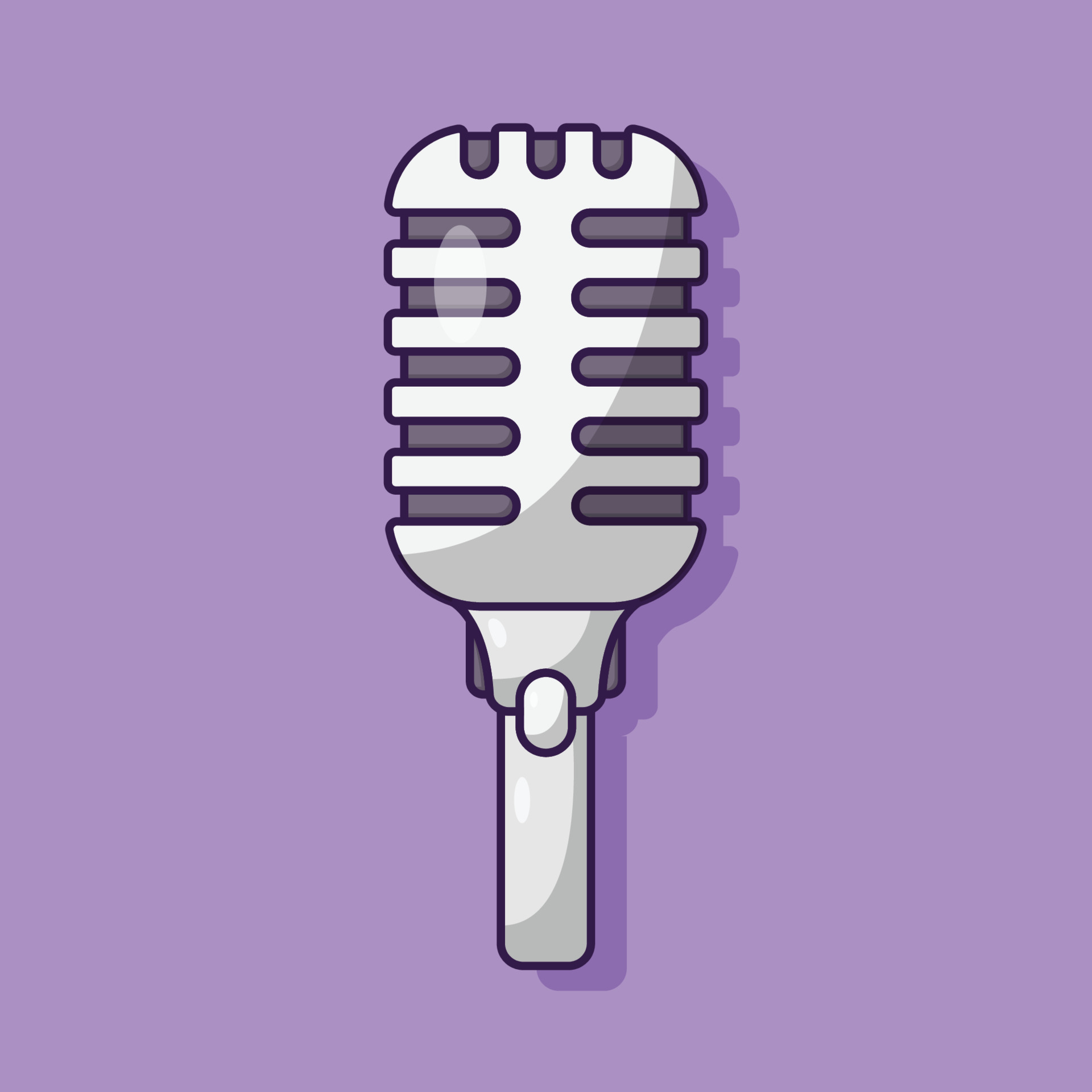 Retro Microphone Vector Icon Illustration. Classic Vintage Singing Mic