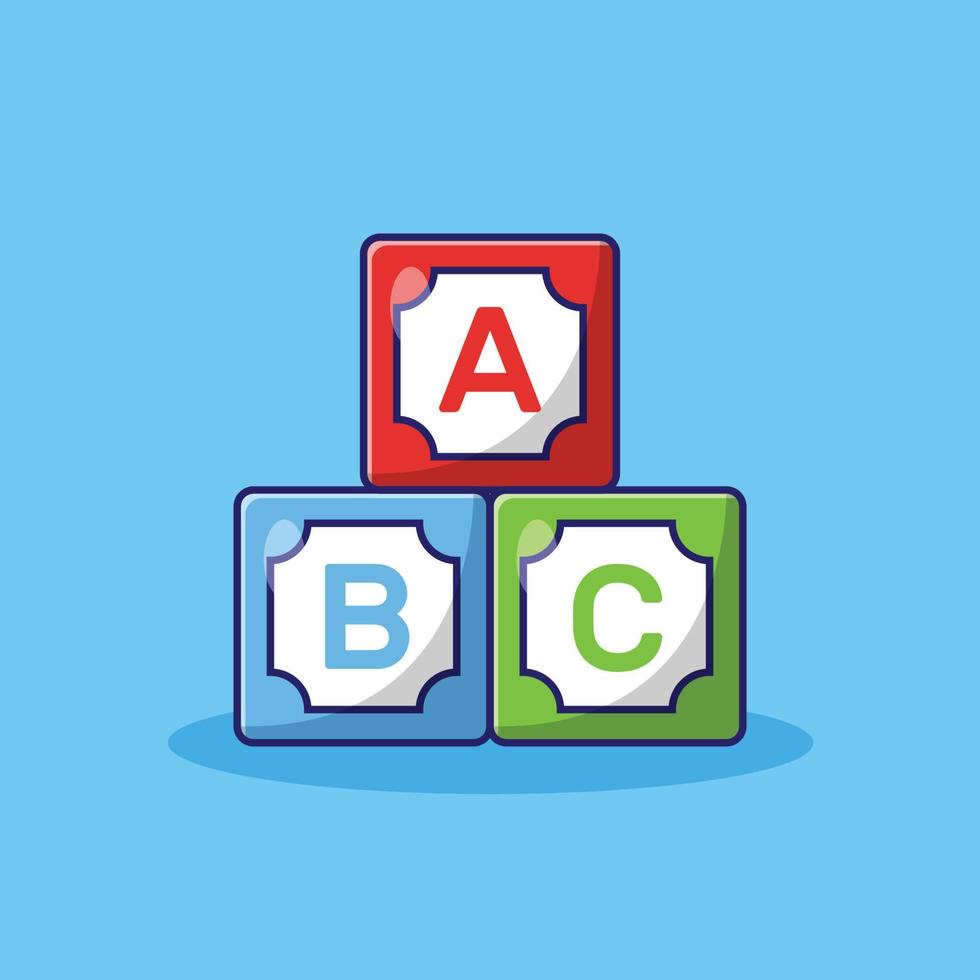 ABC Alphabet Blocks Vector Icon Illustration. Children and Education Toys Vector. Flat Cartoon Style Suitable for Web Landing Page, Banner, Flyer, Sticker, Wallpaper, Background