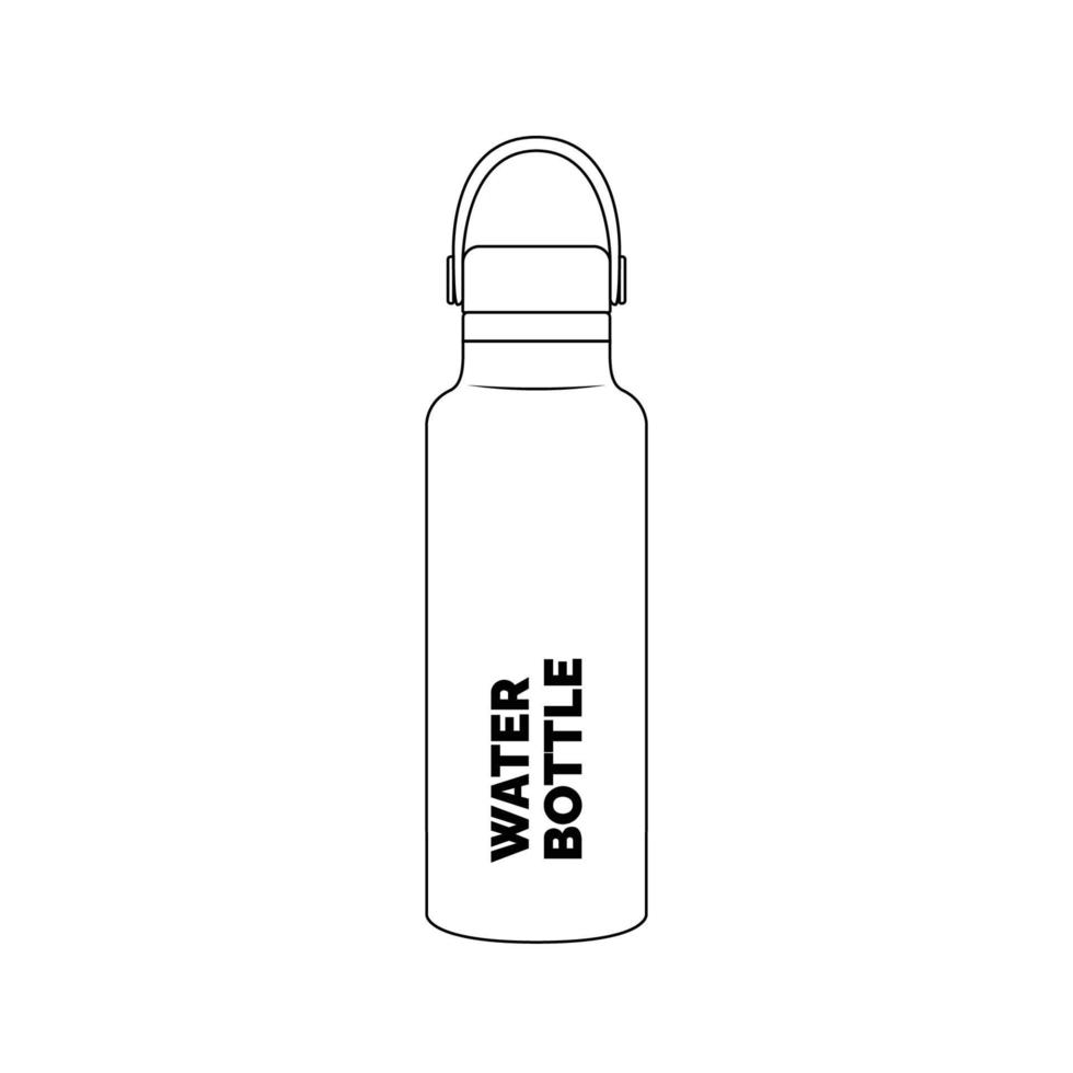 Water Bottle Outline Icon Illustration on Isolated White Background Suitable for Water Container, Thermos, Sport Drink Icon vector