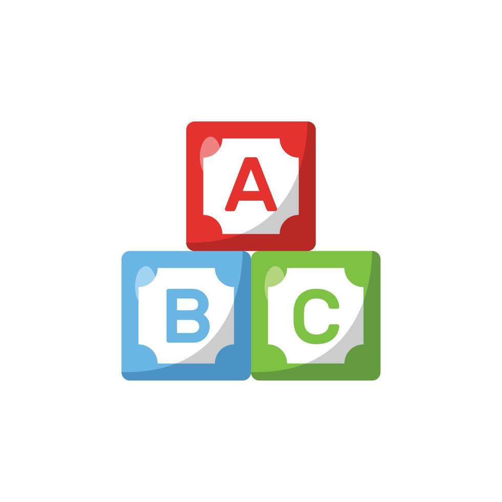 ABC Alphabet Blocks Flat Illustration. Clean Icon Design Element on Isolated White Background vector