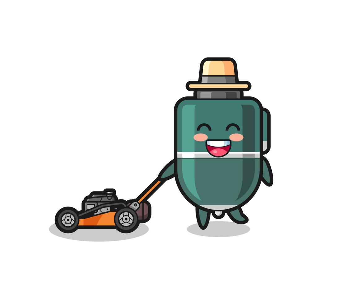 illustration of the ballpoint character using lawn mower vector