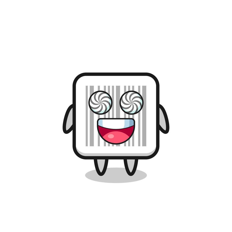 cute barcode character with hypnotized eyes vector