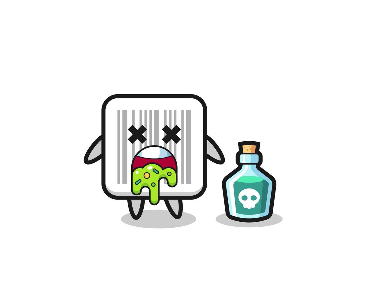 illustration of an barcode character vomiting due to poisoning vector