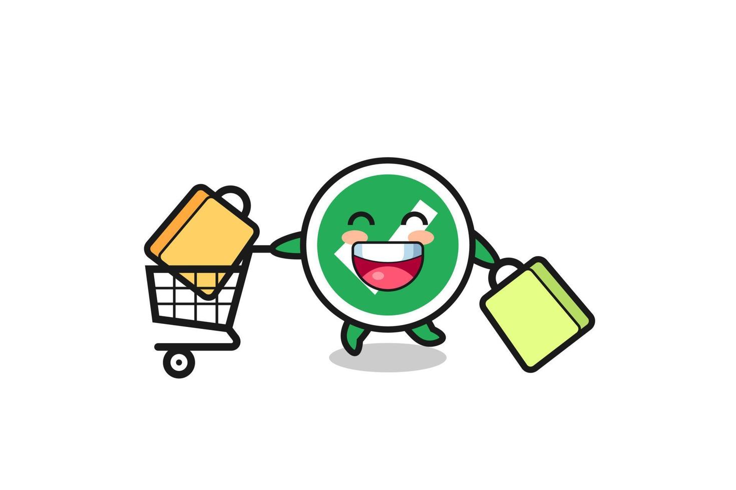 black Friday illustration with cute check mark mascot vector