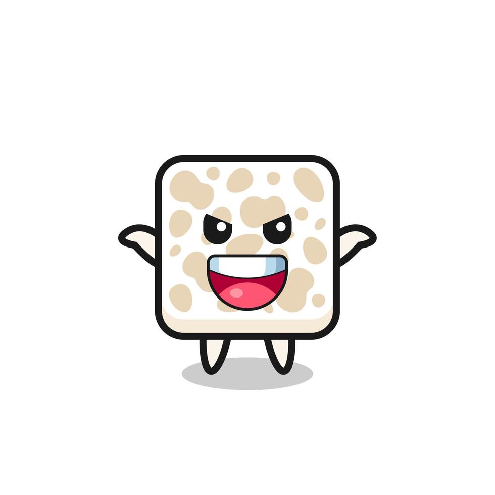 the illustration of cute tempeh doing scare gesture vector