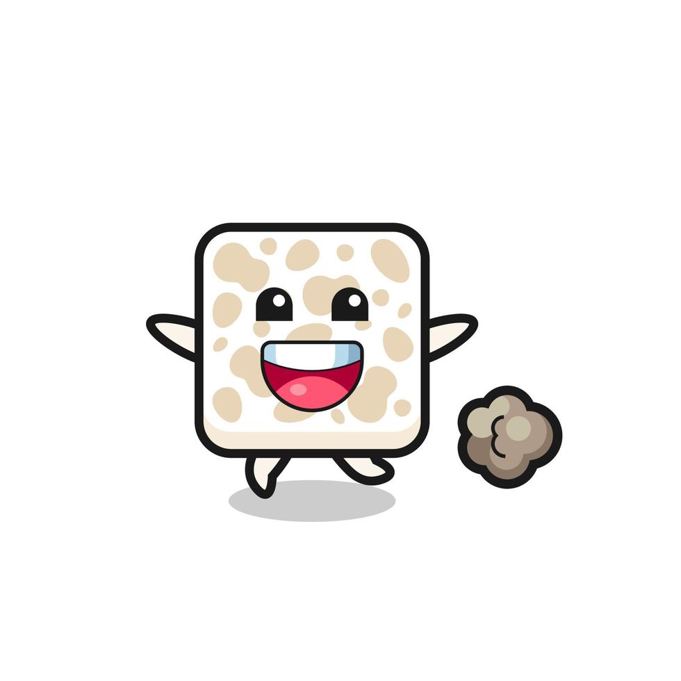 the happy tempeh cartoon with running pose vector