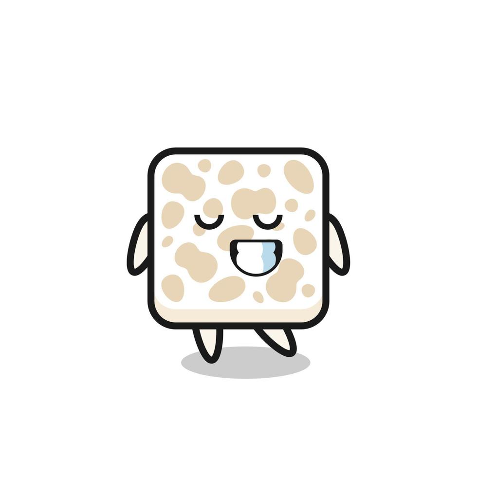 tempeh cartoon illustration with a shy expression vector