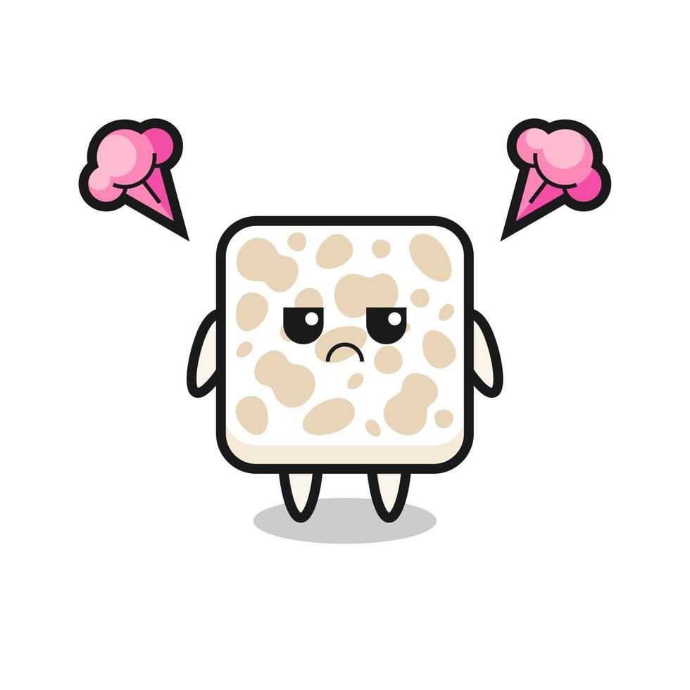 annoyed expression of the cute tempeh cartoon character vector