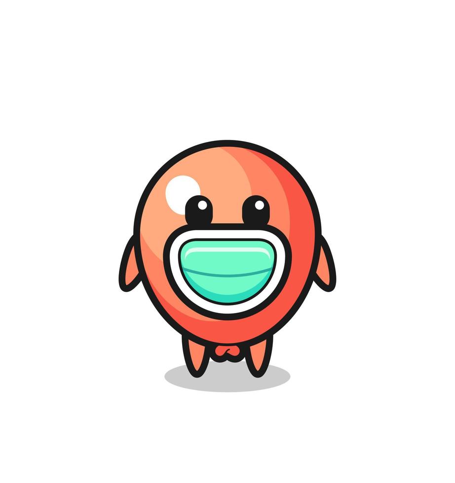 cute balloon cartoon wearing a mask vector