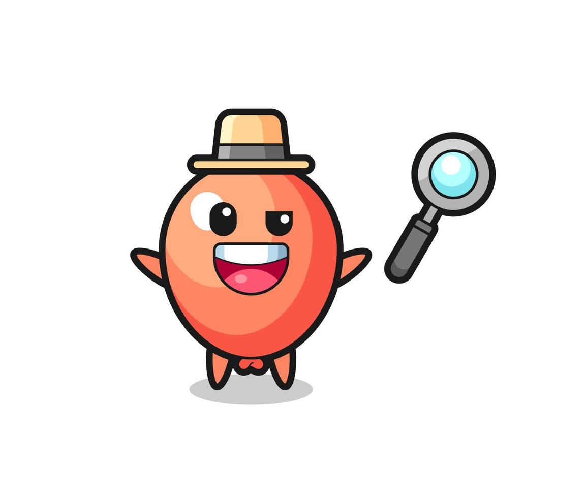 ilustración de la mascota del globo como detective que logra resolver un caso vector