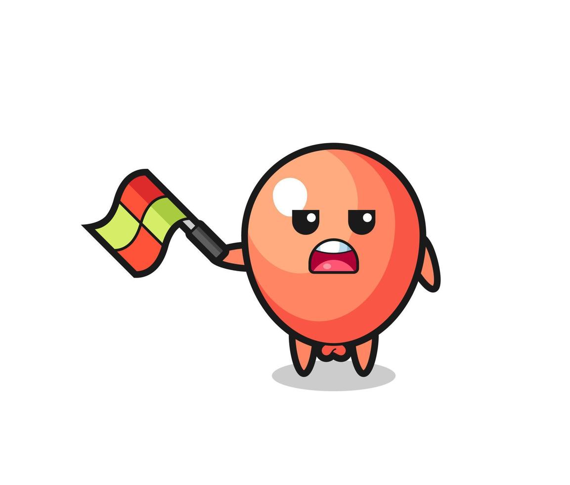 balloon cartoon as the line judge hold the flag up at a 45 degree angle vector