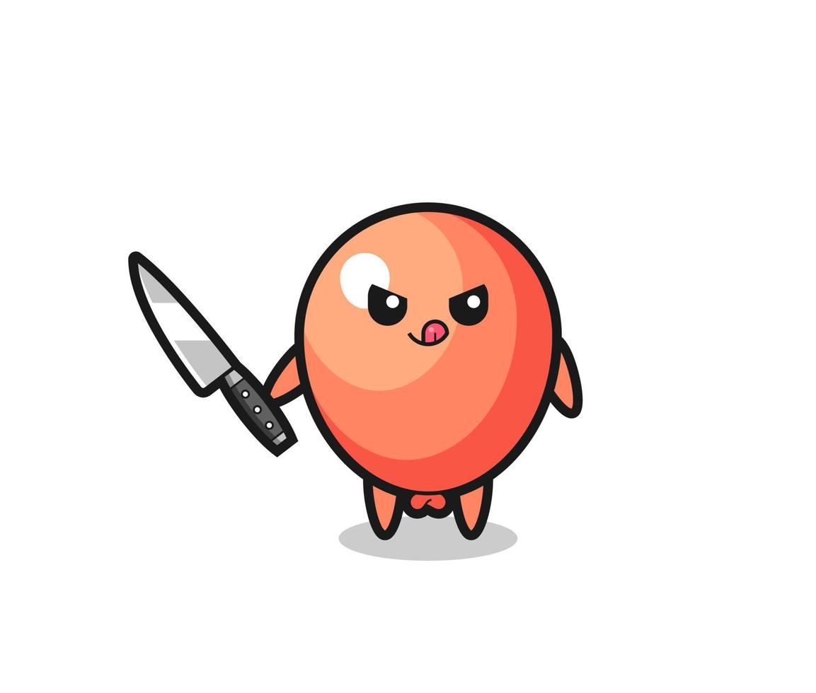 cute balloon mascot as a psychopath holding a knife vector