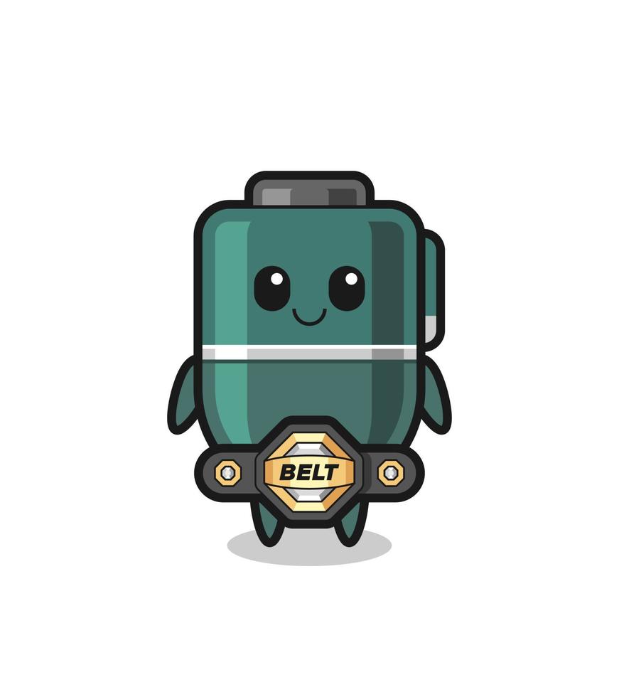 the MMA fighter ballpoint mascot with a belt vector
