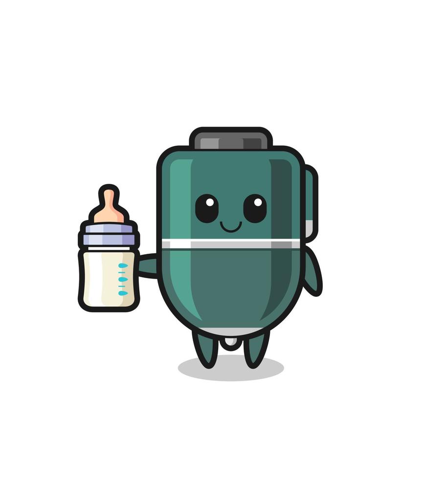 baby ballpoint cartoon character with milk bottle vector