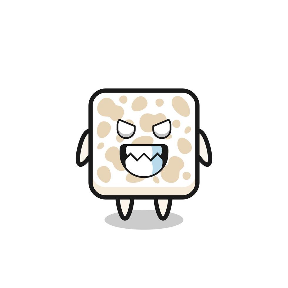 evil expression of the tempeh cute mascot character vector