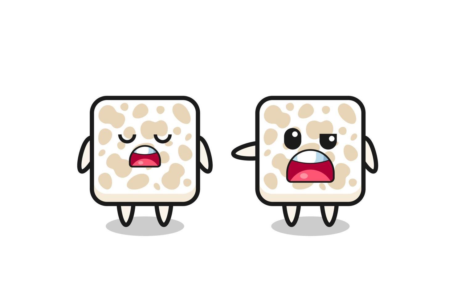 illustration of the argue between two cute tempeh characters vector