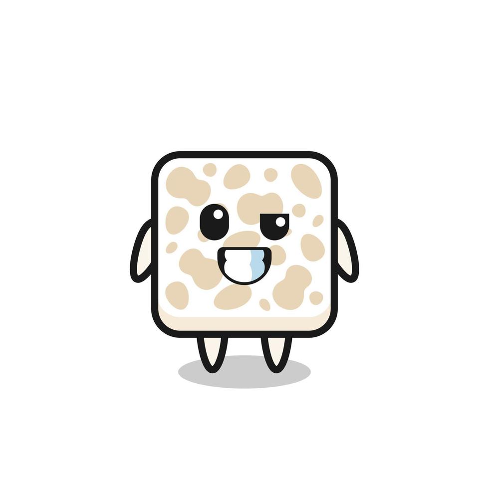 cute tempeh mascot with an optimistic face vector