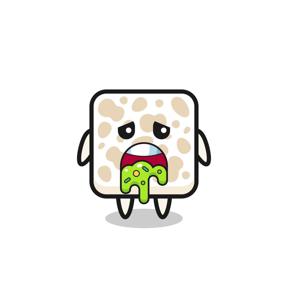 the cute tempeh character with puke vector