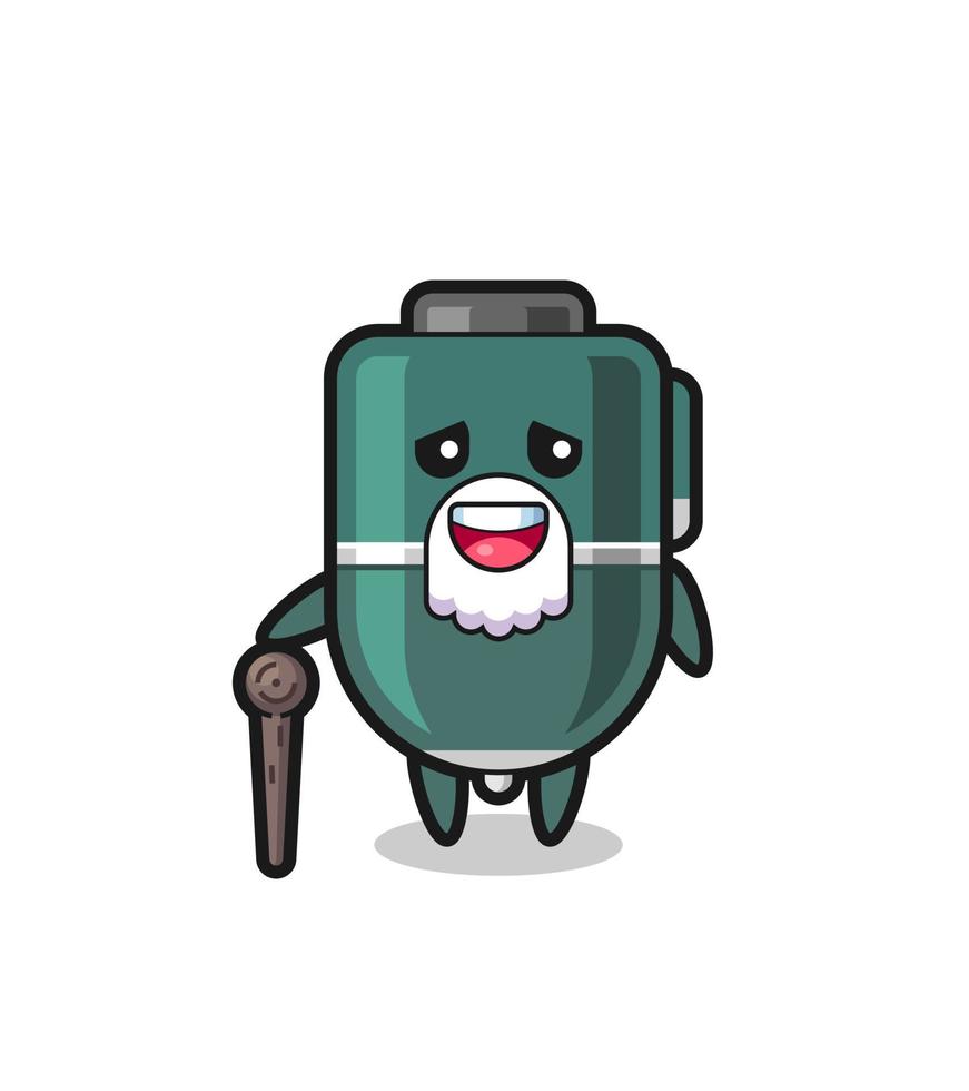 cute ballpoint grandpa is holding a stick vector