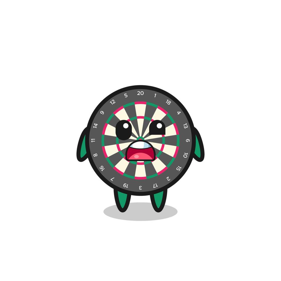 the shocked face of the cute dart board mascot vector
