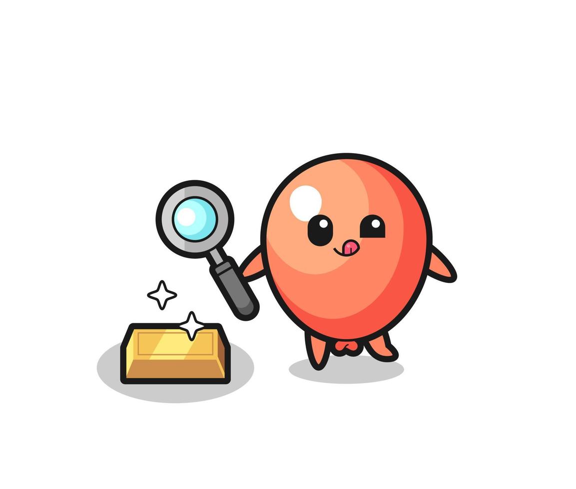 balloon character is checking the authenticity of the gold bullion vector