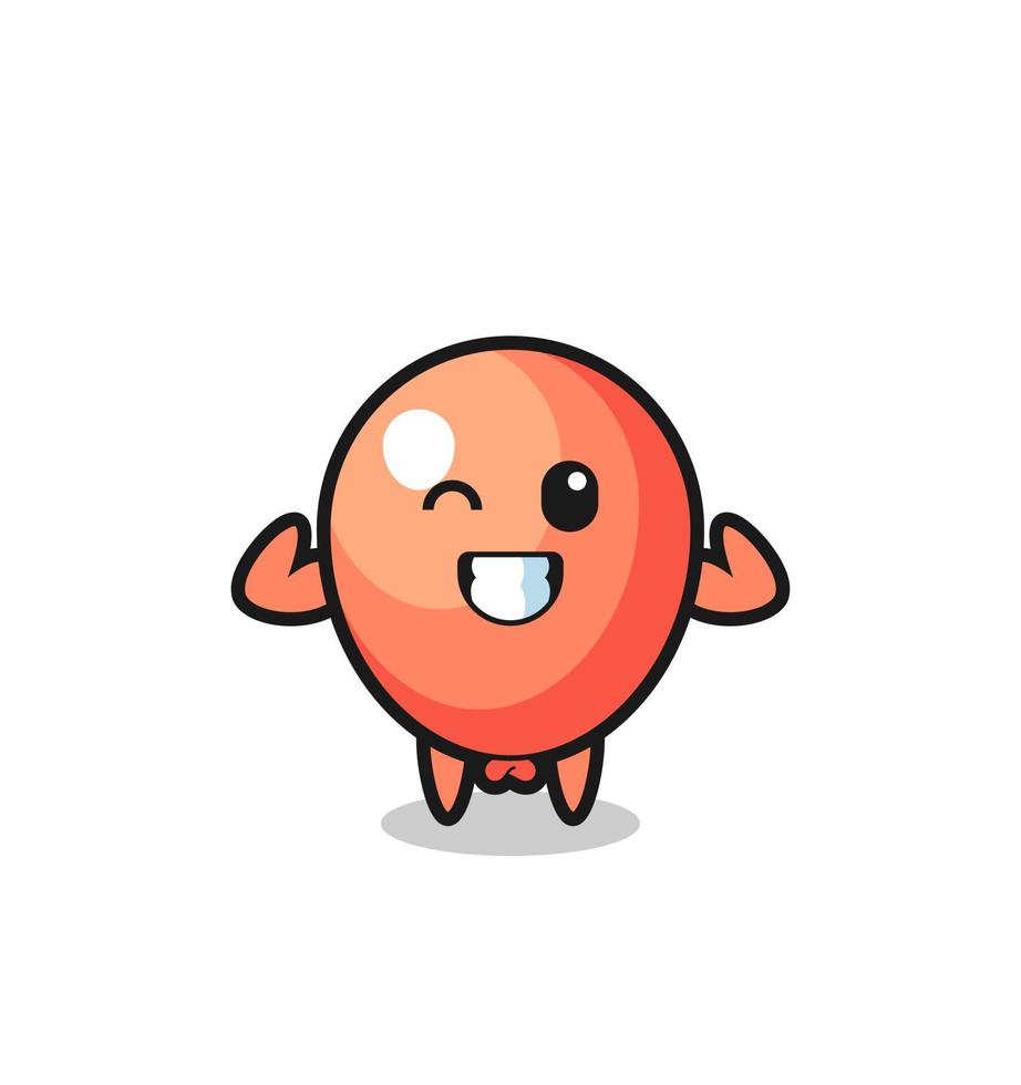 the muscular balloon character is posing showing his muscles vector