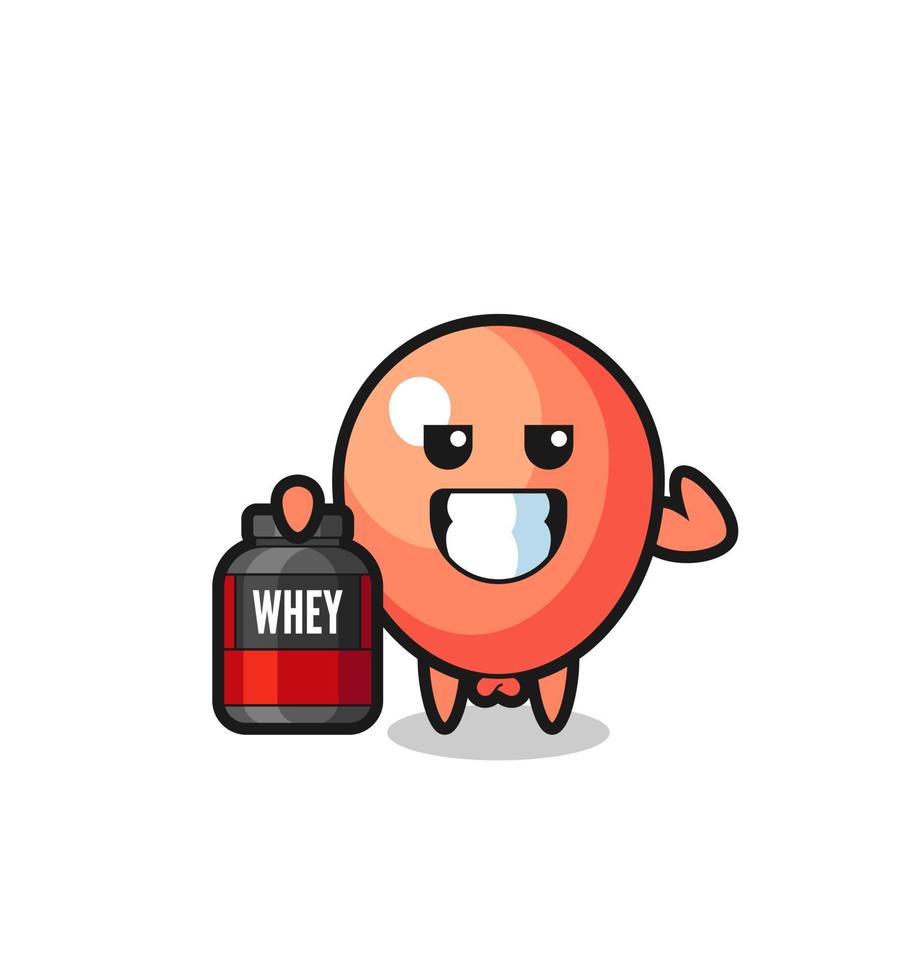the muscular balloon character is holding a protein supplement vector