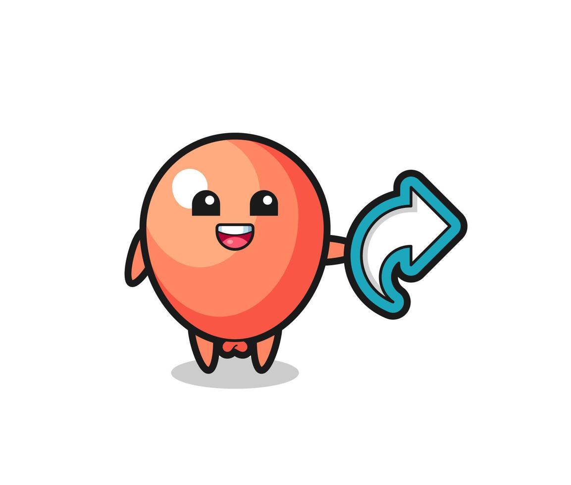 cute balloon hold social media share symbol vector