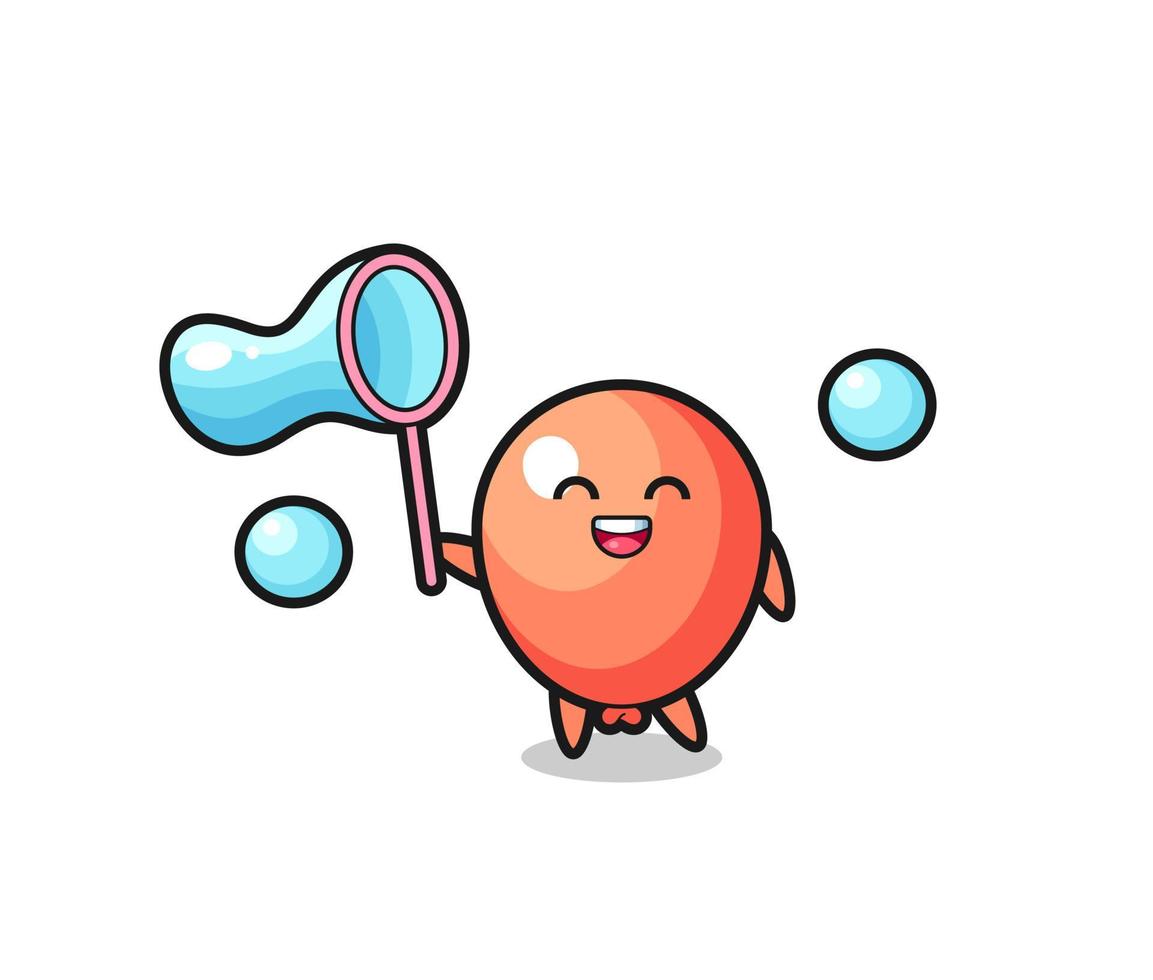 happy balloon cartoon playing soap bubble vector