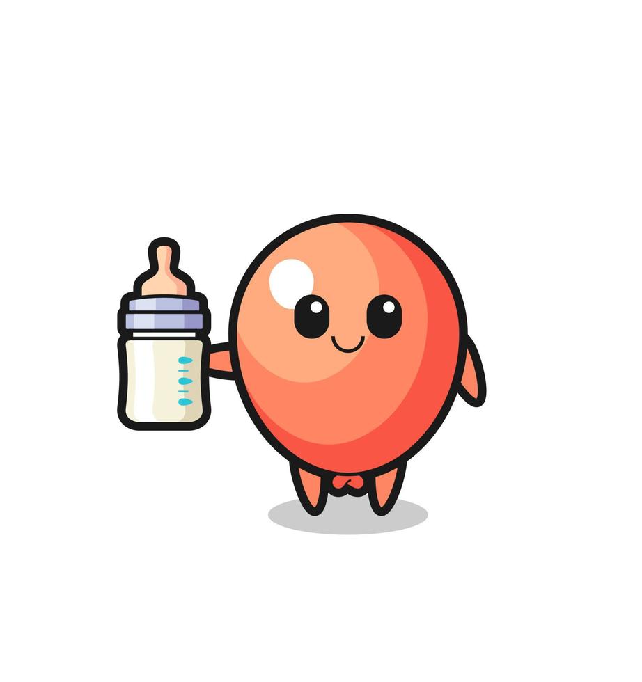 baby balloon cartoon character with milk bottle vector